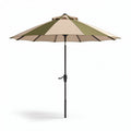 Patio umbrella with adjustable height and dual-tone fabric canopy in tan and green