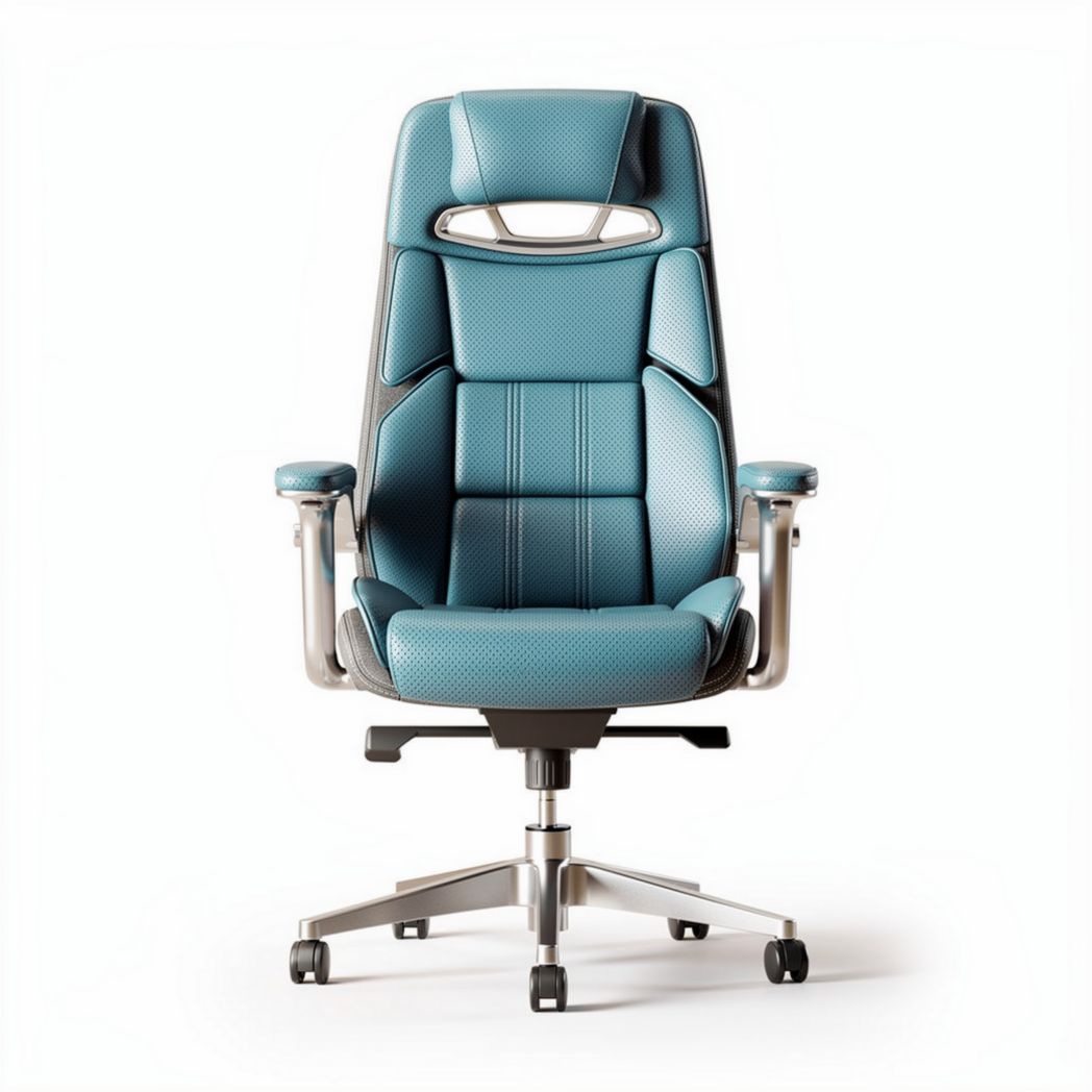 Ergonomic gaming chair with mesh upholstery in teal and silver 60 x 70 x 120cm