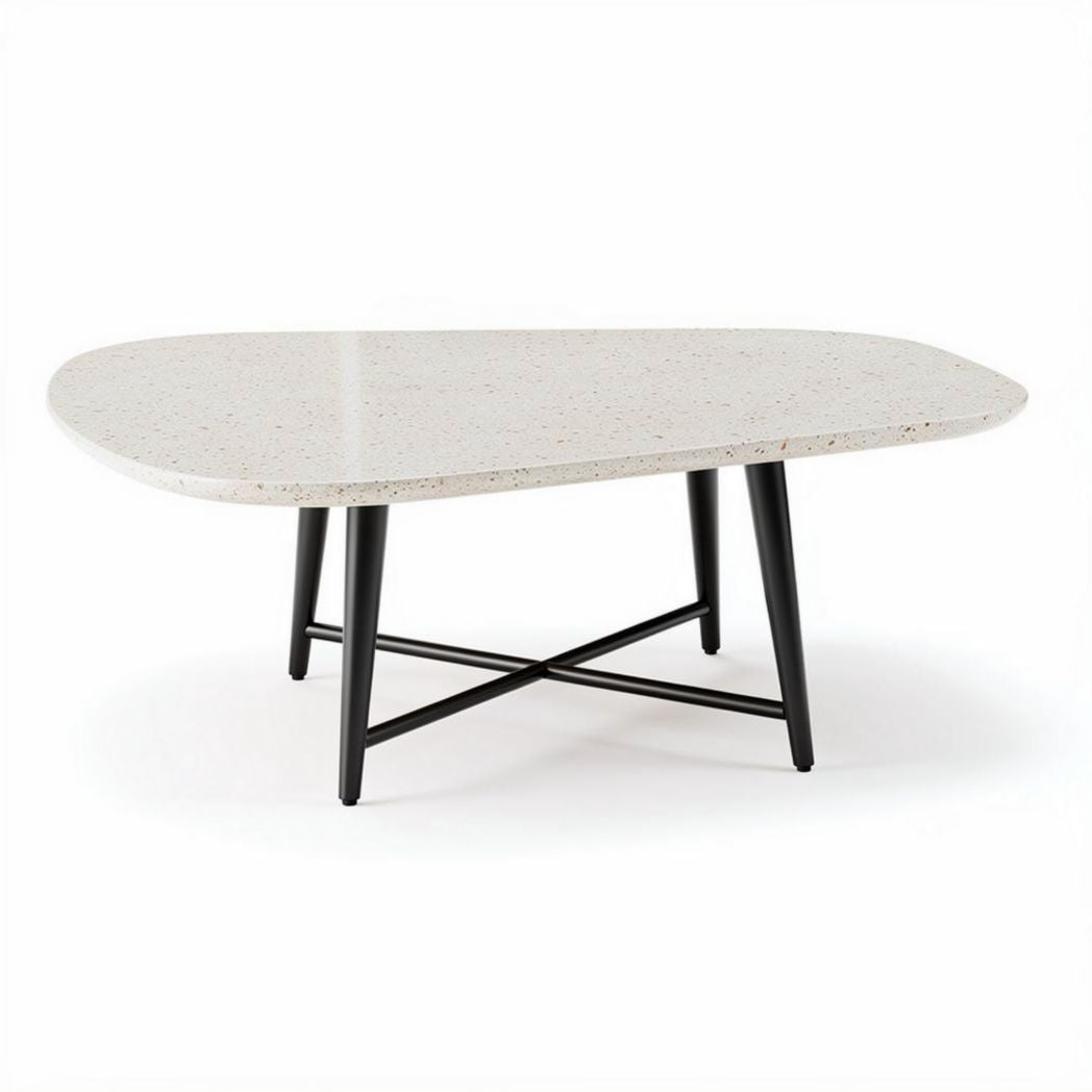 Terrazzo coffee table with black metal legs 120 x 80 x 50cm