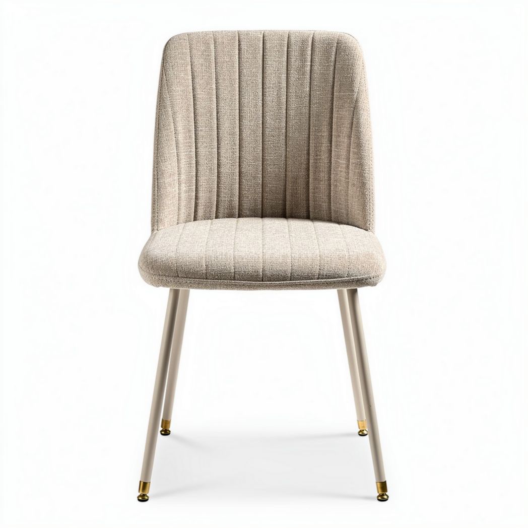 Dining chair with fabric upholstery and metal legs in light beige 45 x 50 x 90cm