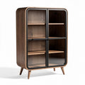 Wooden storage cabinet with glass doors and adjustable shelves 80 x 40 x 120cm
