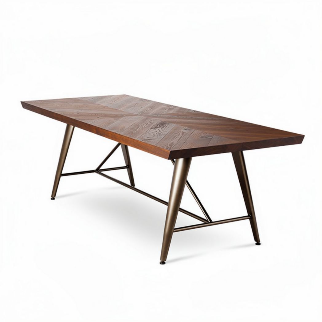 Wooden dining table with metal legs and a rustic finish 200 x 100 x 75cm