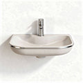 Wall-mounted ceramic sink with stainless steel faucet in white 40 x 25 x 10cm