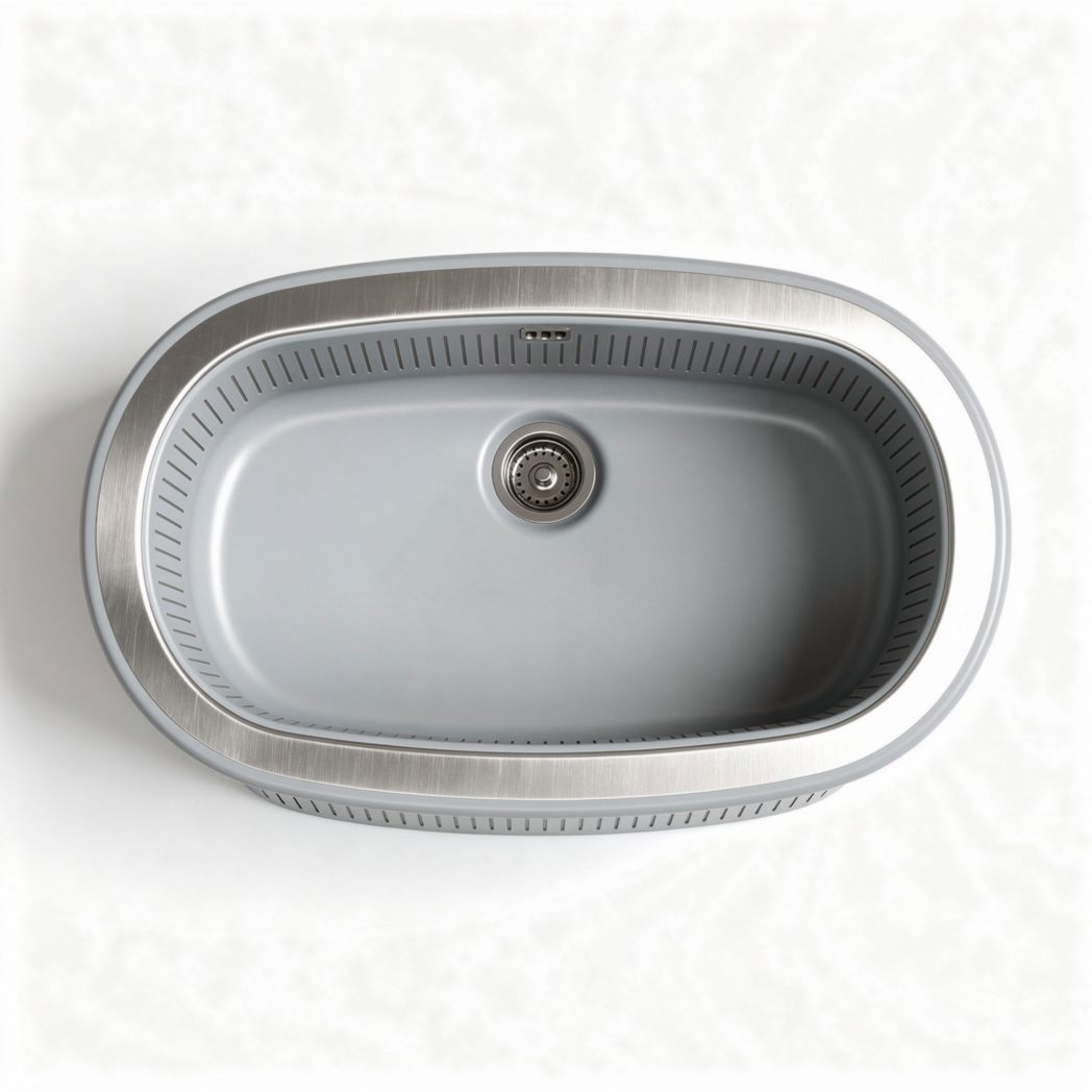 Stainless steel oval sink 60 x 40 x 15cm for kitchen or bathroom use