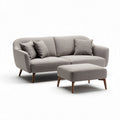 Gray fabric sectional sofa with matching ottoman and cushions 200 x 100 x 75cm