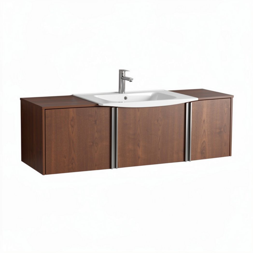Bathroom vanity cabinet with sink and wood finish 120 x 45 x 50cm