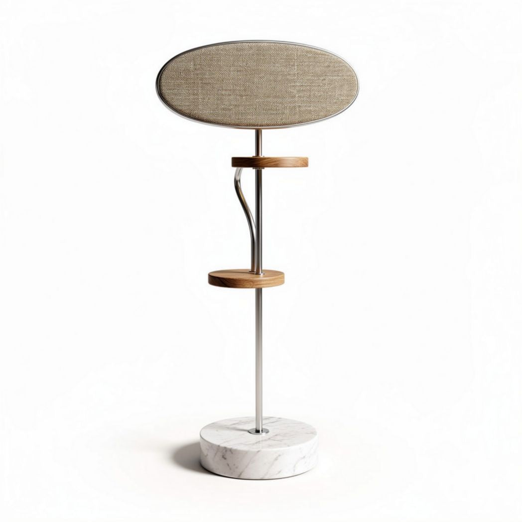 Modern marble and wood clothing valet stand with fabric lining 80 x 30 x 160cm