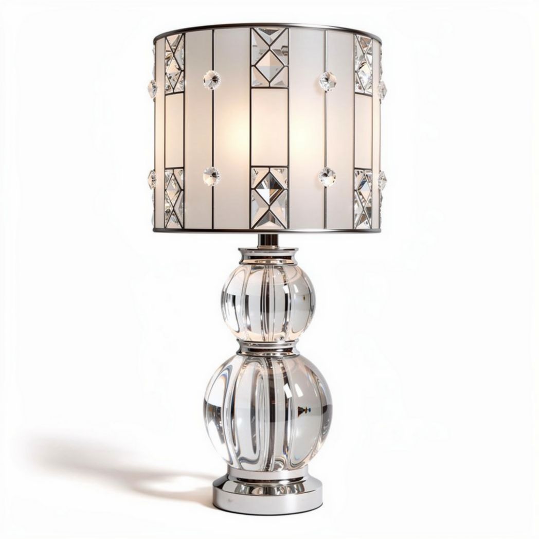 Crystal table lamp with decorative glass shade and modern design 30 x 30 x 60cm