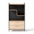 Wooden and metal shelving unit with two drawers and open storage compartments 120 x 60 x 180cm